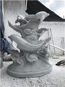 Hand Carved Dolphin Sculptures Garden