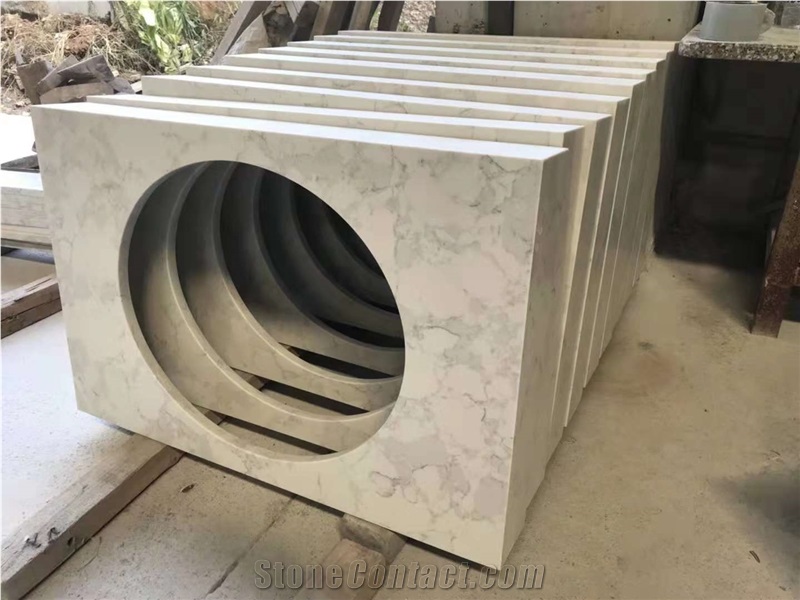 Arabescato White Quartz Stone Custom Vanity Tops