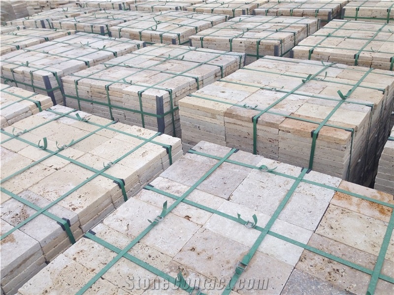 Beige Travertine French Pattern Tiles Floor Wall