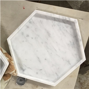 Bianco Carrara White Marble Hexagon Tea Trays