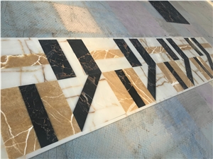Black Portoro Marble Waterjet Medallion Floor Tile