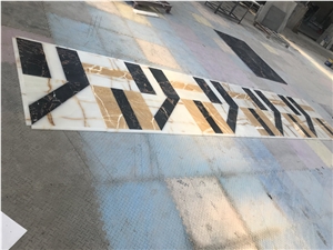 Black Portoro Marble Waterjet Medallion Floor Tile