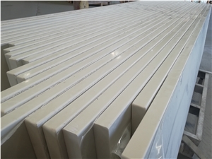 Calacatta White Quartz Prefab Square Bevel Table Tops