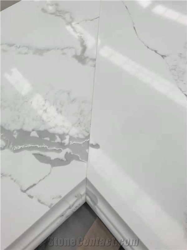 Calcutta White Artificial Stone Countertop Kitchen