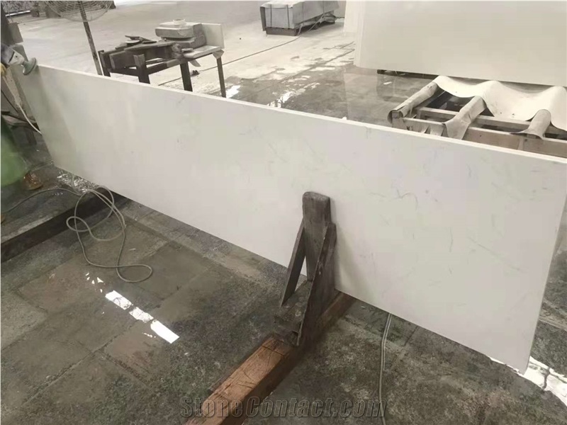 Carrara White Quartz Stone Kitchen Island Tops