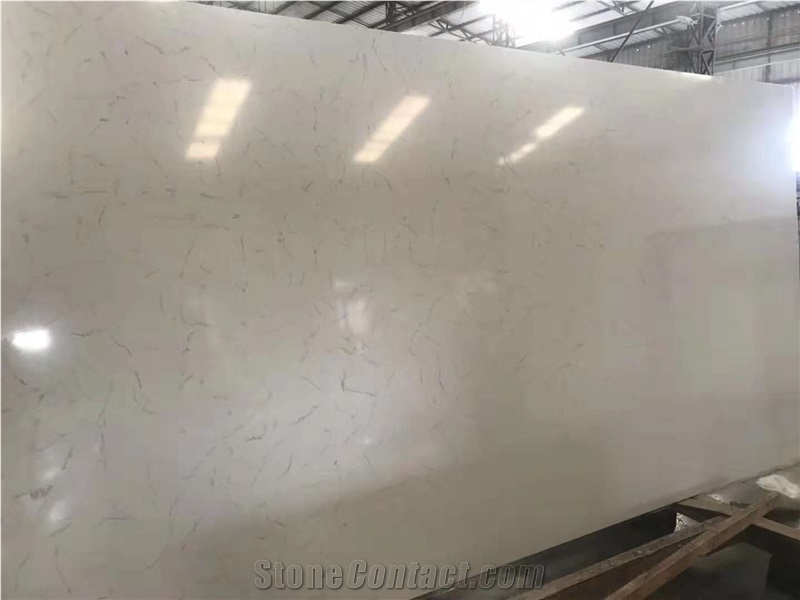 Carrara White Quartz Stone Kitchen Island Tops