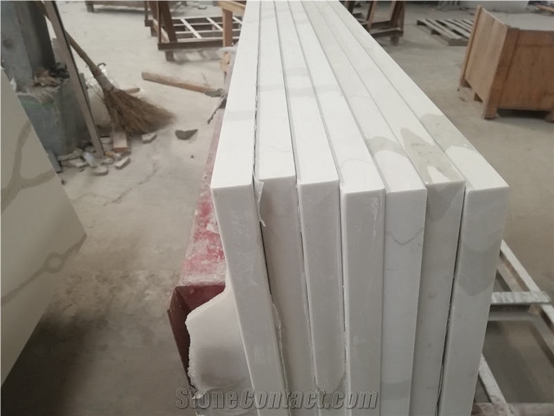 Hotel Calacatta White Quartz Restaurant Countertop
