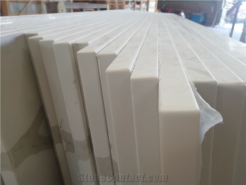 Hotel Calacatta White Quartz Restaurant Countertop
