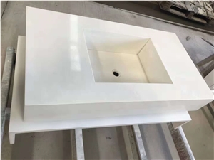 White Artificial Stone Bathroom Sink Vanity Top