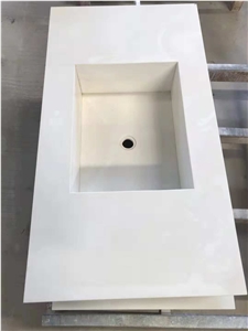 White Artificial Stone Bathroom Sink Vanity Top