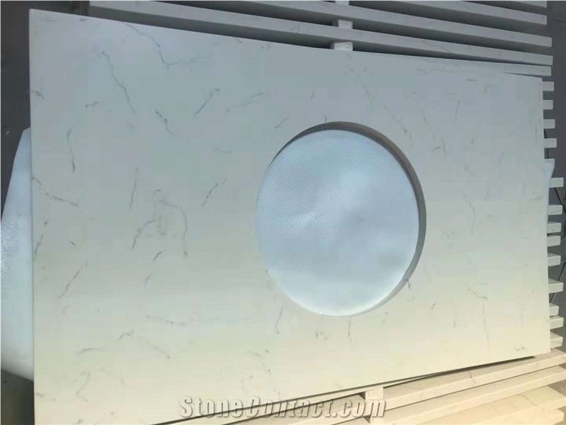 White Artificial Stone Bathroom Vanity Countertops