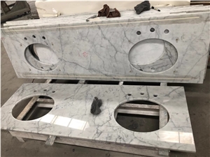 White Carrara Marble Custom Bathroom Vanity Top White Carrara Marble Custom Bathroom Vanity Top