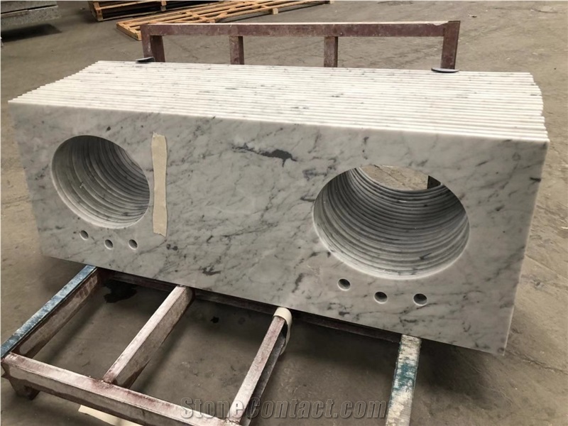 White Carrara Marble Custom Bathroom Vanity Top
