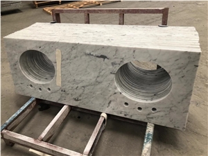 White Carrara Marble Custom Bathroom Vanity Top