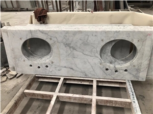 White Carrara Marble Custom Bathroom Vanity Top