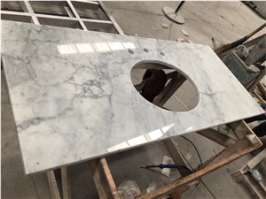 White Carrara Marble Custom Bathroom Vanity Top