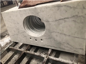 White Carrara Marble Custom Bathroom Vanity Top