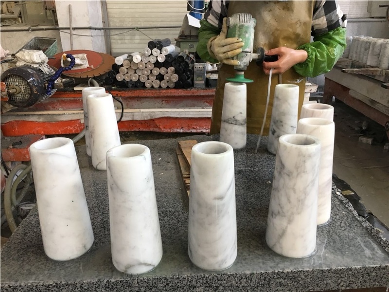 White Color Marble Stone Flower Pots