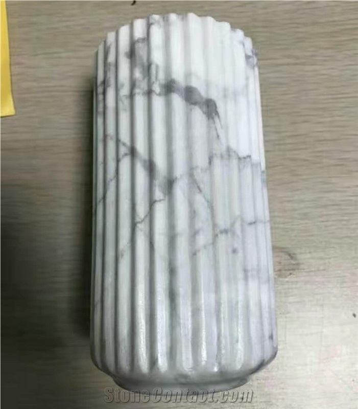 White Color Marble Stone Flower Pots