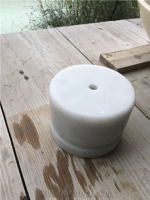 White Marble Stone Home Decor Candle Holders