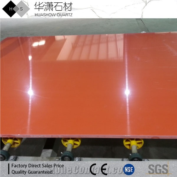 Pure Dark Orange Quartz Engineered Stone Slabs