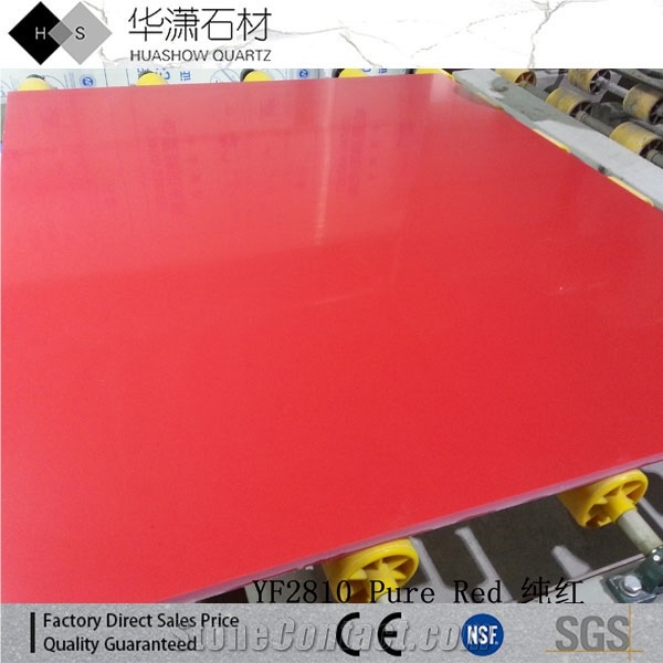 Pure Red Quartz Stone Wall Application Tiles Slabs