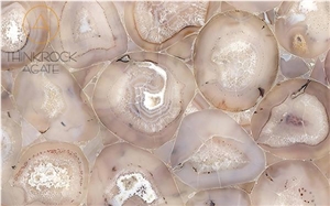 Agate Natural White Semi Precious Stone Wall Panel