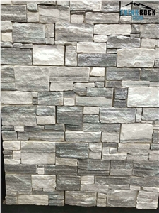China Light Grey Quartzite Cultured Stone, Faux Stone Wall