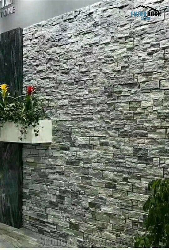 China Light Grey Quartzite Cultured Stone, Faux Stone Wall