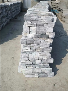 China Light Grey Quartzite Cultured Stone, Faux Stone Wall