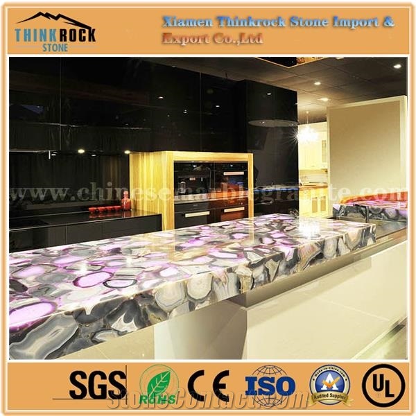 China Purple Agate Stone Tiles Slabs
