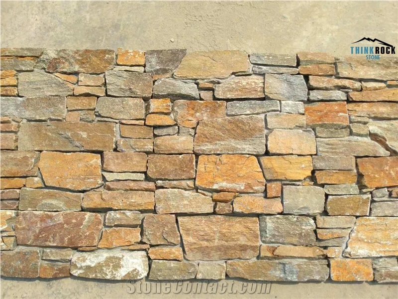 China Rusty Yellow Slate Faux Stone Veneer Panels