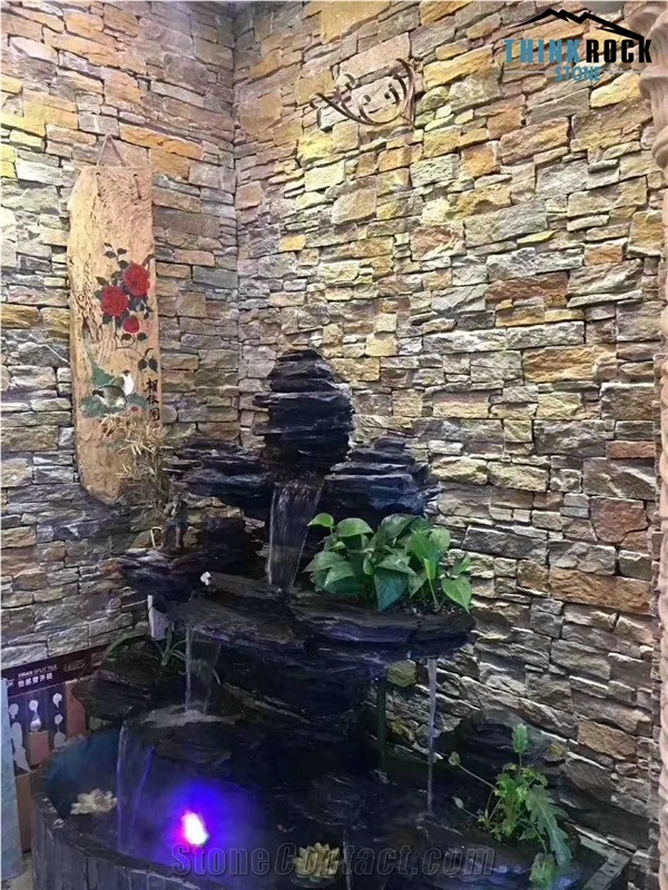 China Rusty Yellow Slate Faux Stone Veneer Panels