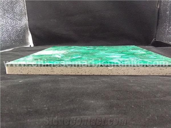 Green Malachite Tiles Based on Galaxy White Quartz