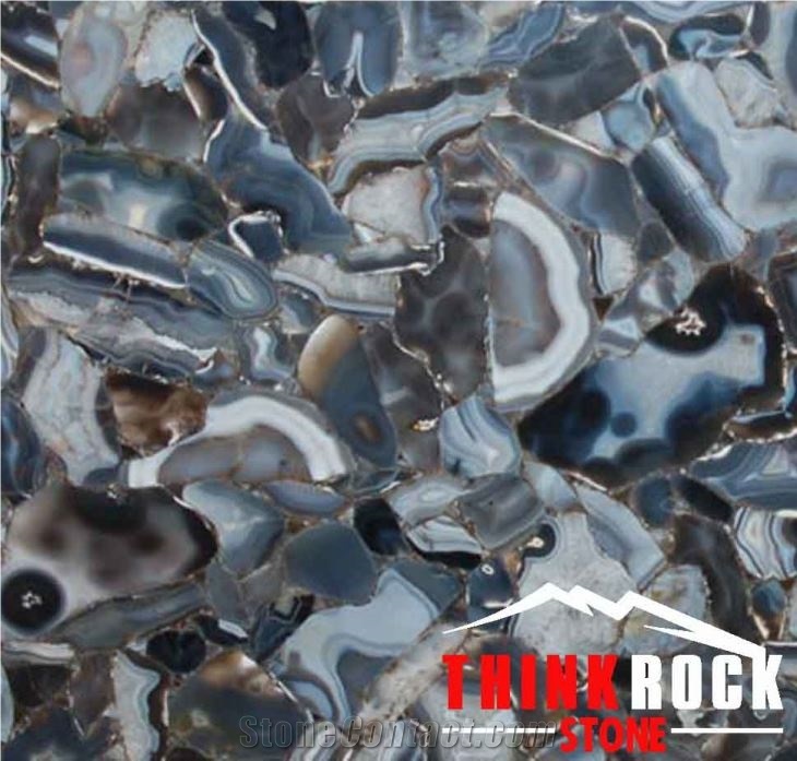 Grey Gemstone Natural Agate Stone Slabs Tiles