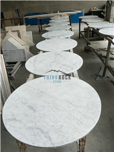 Lightweight Honeycomb Carrara Marble Round Tables Lightweight Honeycomb Carrara Marble Round Tables