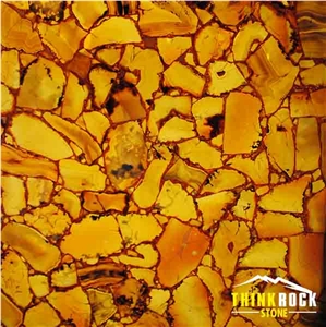 Mustard Yellow Agate Crystal Gem Stone Slab
