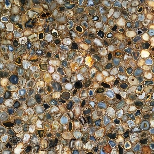 Natural Agate Yellow Brown Wall Cladding Stone