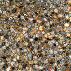 Natural Agate Yellow Brown Wall Cladding Stone