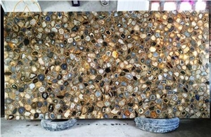 Natural Agate Yellow Brown Wall Cladding Stone