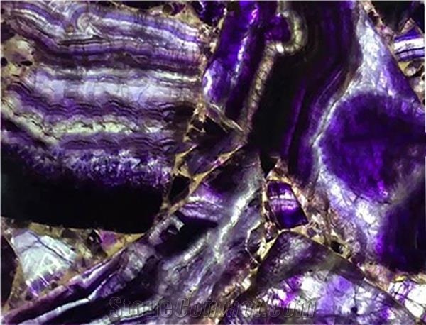Natural Purple Fluorite Stone Tiles Slabs