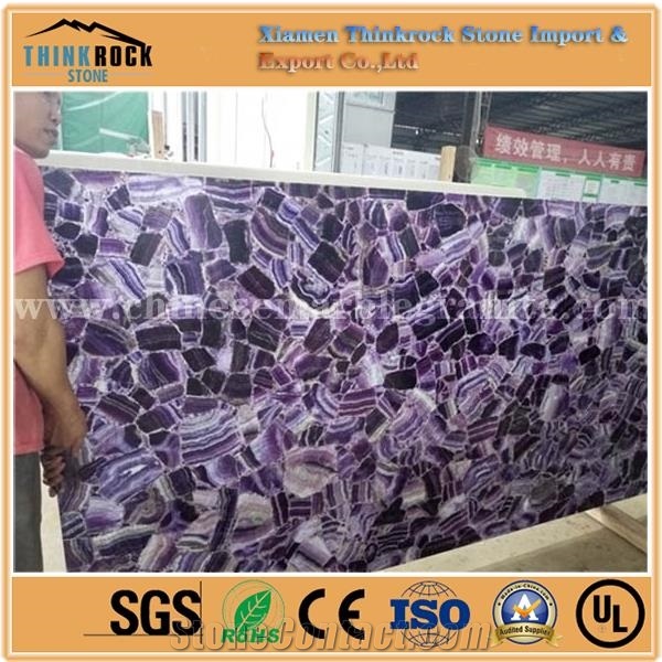 Natural Purple Fluorite Stone Tiles Slabs