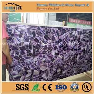 Natural Purple Fluorite Stone Tiles Slabs