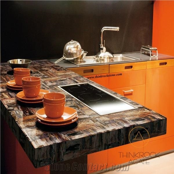 Petrified Wood Brown Black Building Stone Slab