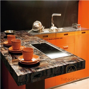 Petrified Wood Brown Black Building Stone Slab