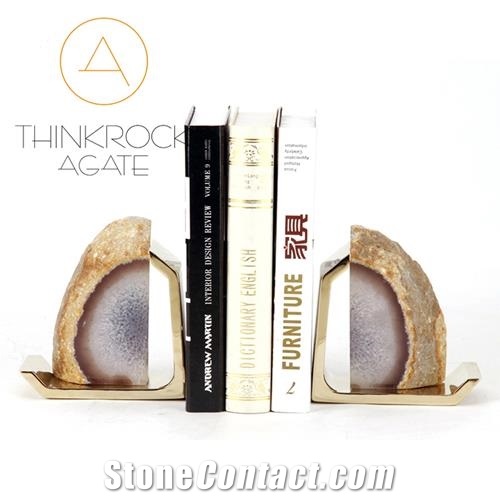 Polished Natural Light Yellow Agate Bookends Stone