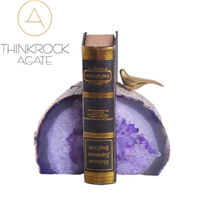 Purple Semi-Precious Bookend, Agate Stone Bookend