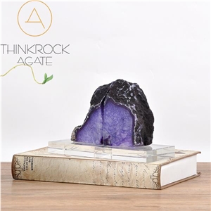 Purple Semi-Precious Bookend, Agate Stone Bookend