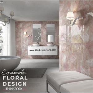 Rose Crystal Pink Semi Precious Stone Slabs Tiles