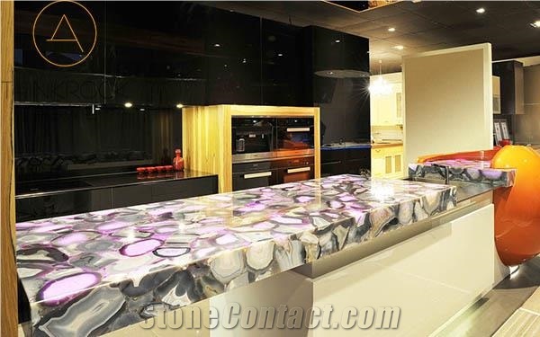 Semiprecious Purple Agate Indoor Decoration Stone